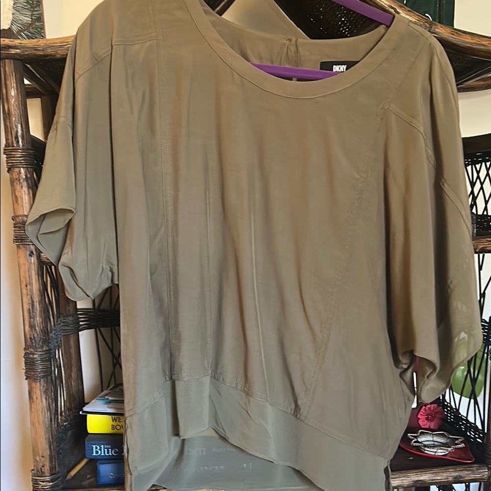 DKNY Women's Olive Green Top